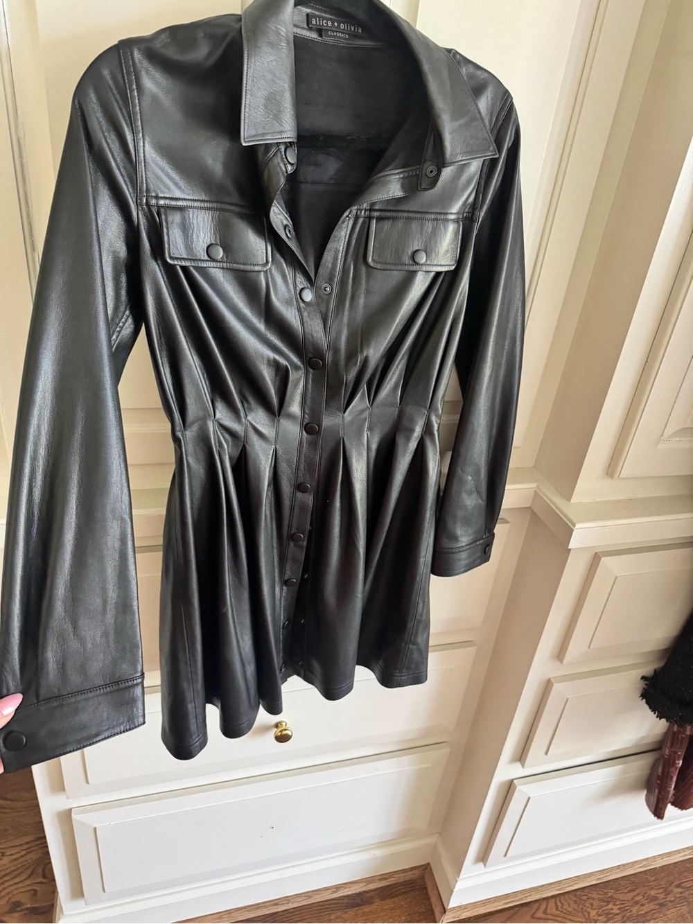 alice + olivia Black Faux Leather dress